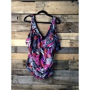 Swim 365 By Swimsuits For All One Piece Multicolor Palms Size 26